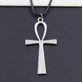 Egyptian Ankh Cross Pendant Leather Choker Necklace