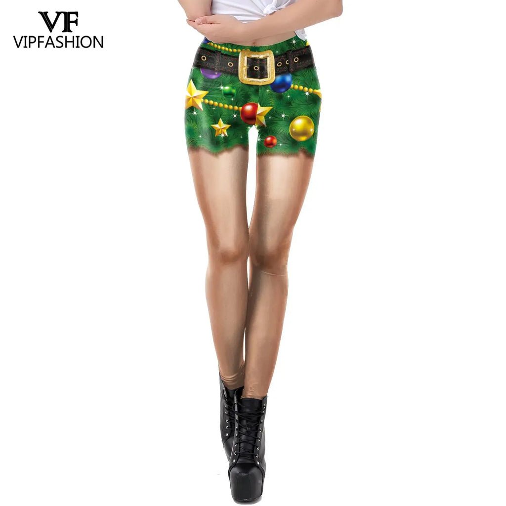 VIP FASHION Sexy High-Waist Christmas Stripe Leggings