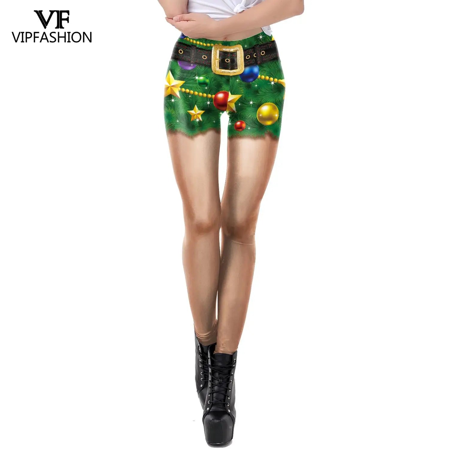 VIP FASHION Sexy High-Waist Christmas Stripe Leggings