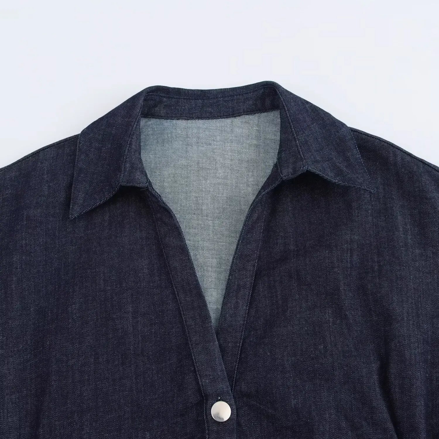 Wrinkle Waist Denim Midi Dress