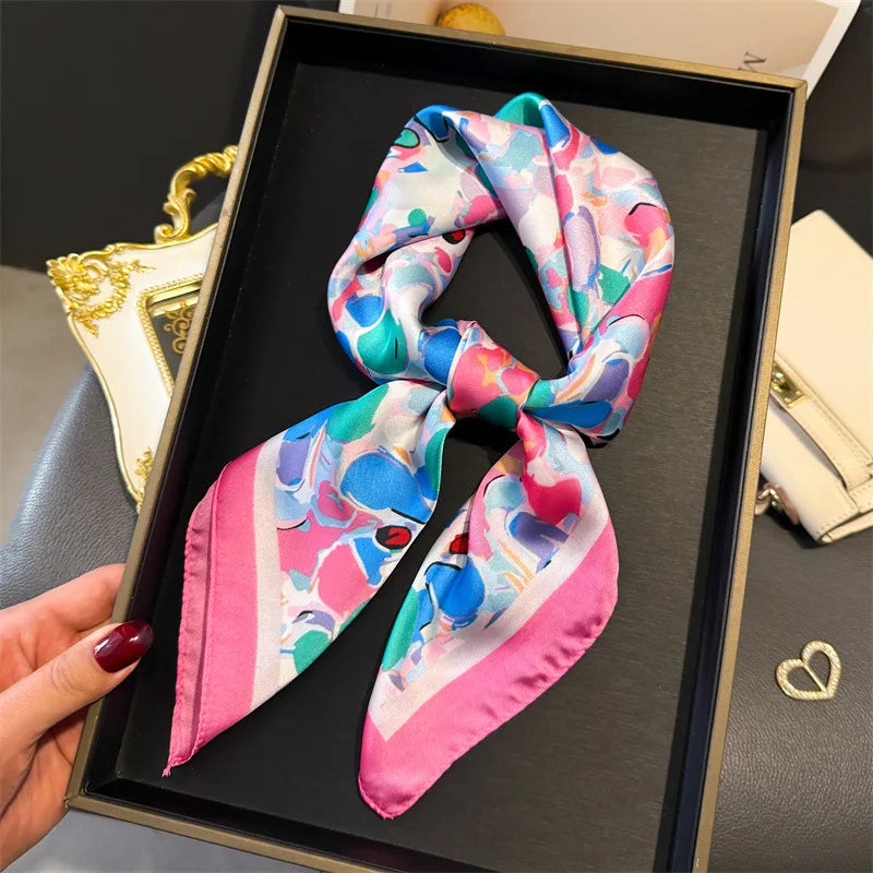 Luxury Satin Silk Square Scarf for Women