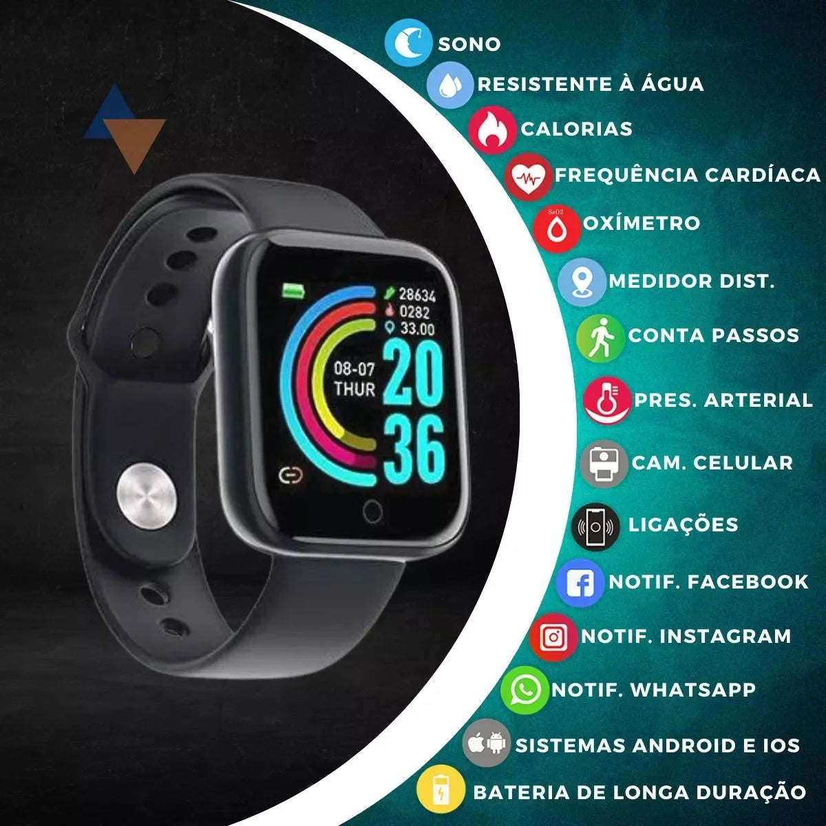 D20 Smartwatch Fitness Tracker for Men and Women