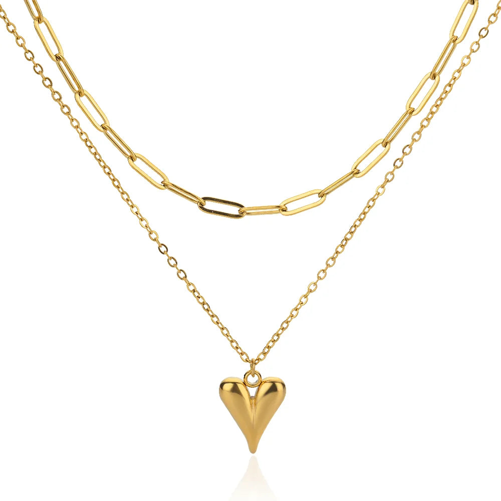 Gold Heart Pendant Necklace for Women
