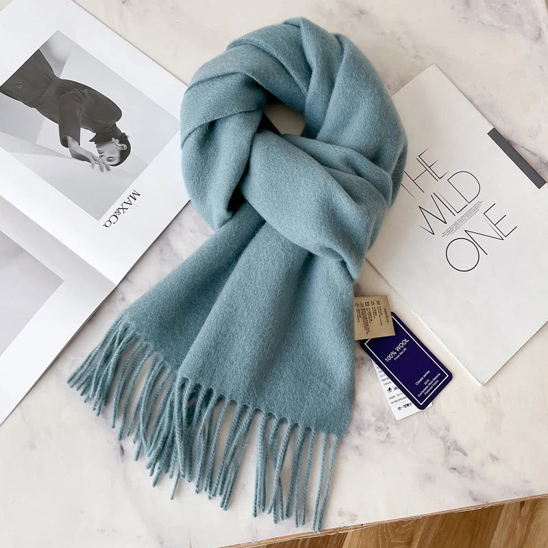 Unisex Narrow Wool Winter Scarf