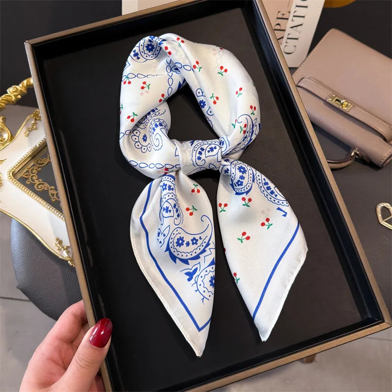Luxury Satin Silk Square Scarf for Women