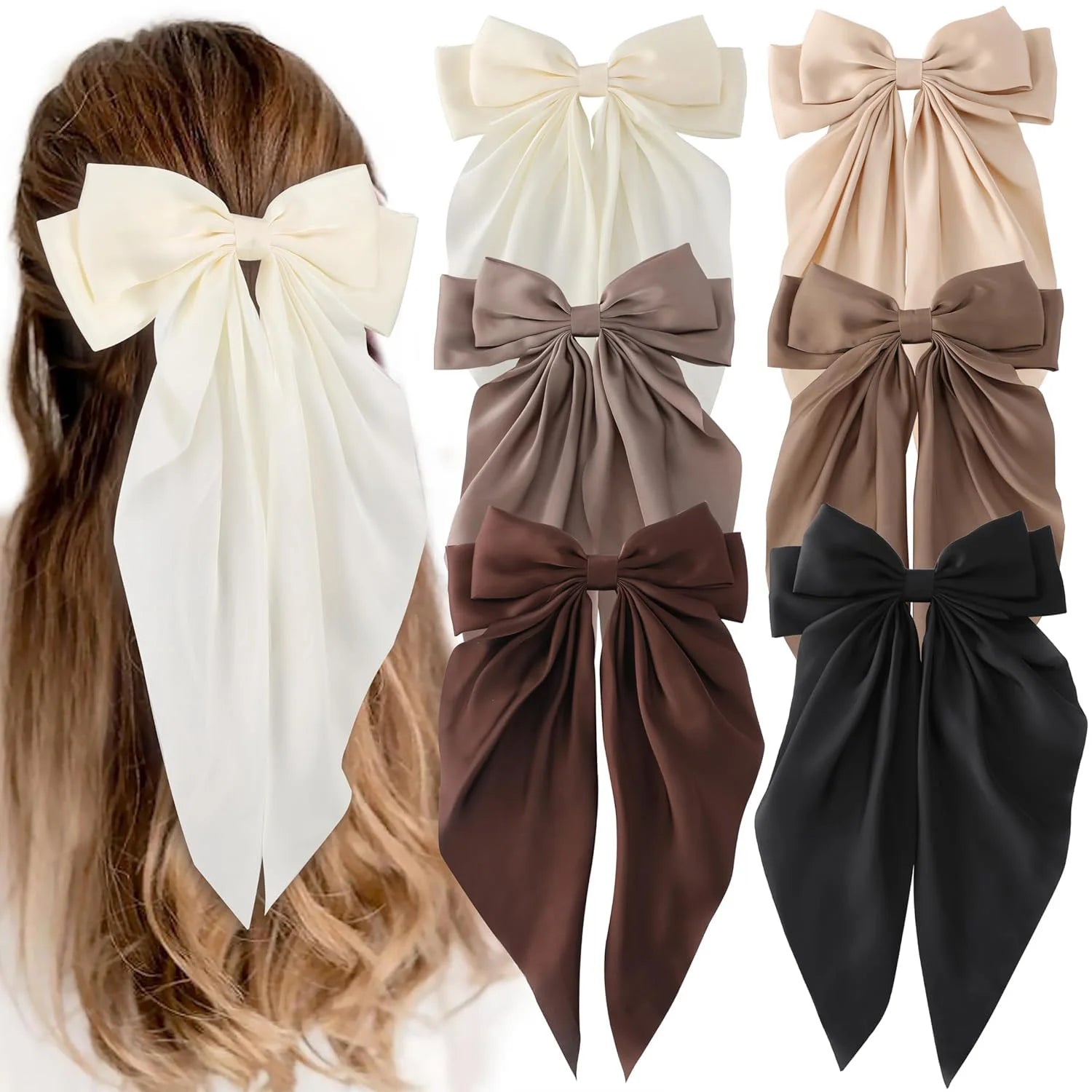 Satin Bow Hair Clip with Long Ribbon