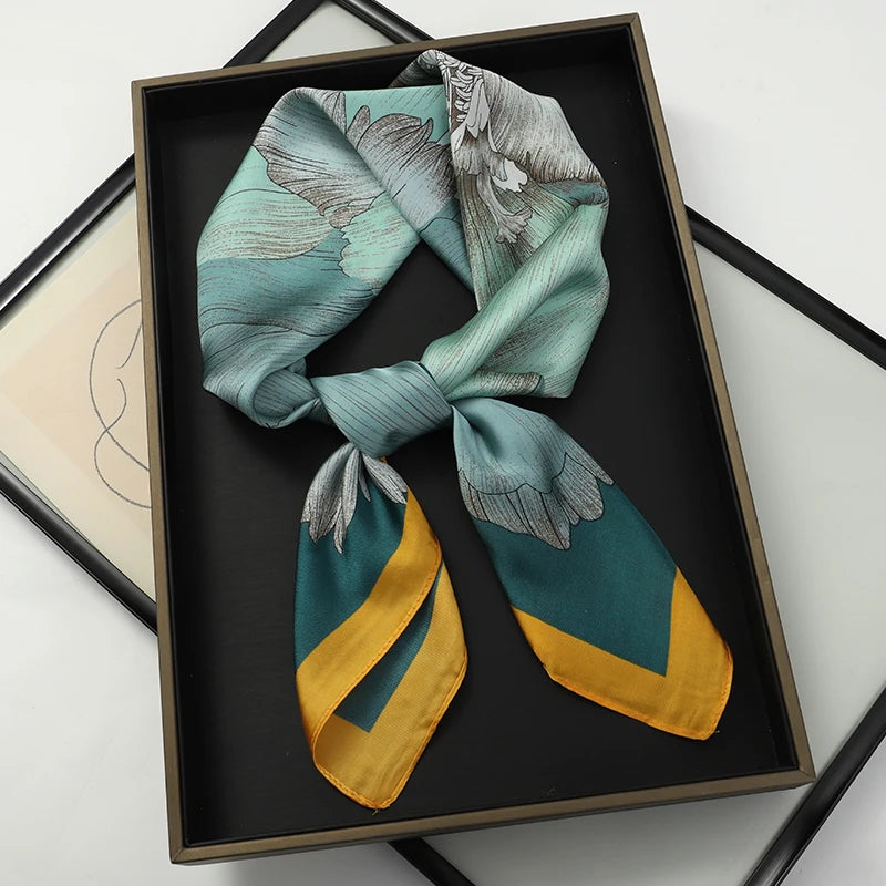 Silk-Feel Satin Square Scarf for Women