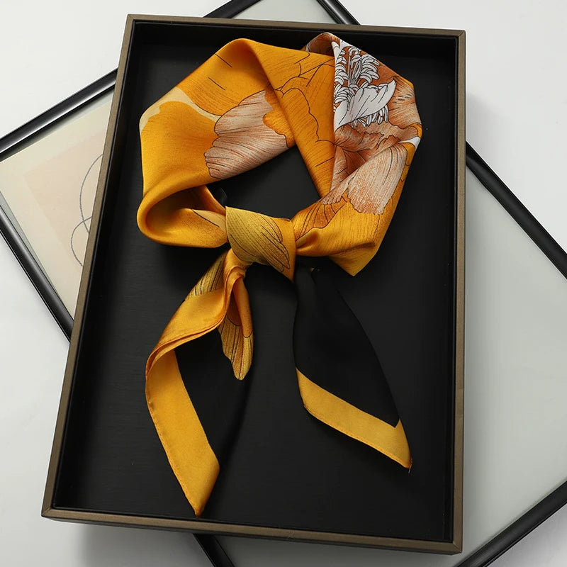 Silk-Feel Satin Square Scarf for Women