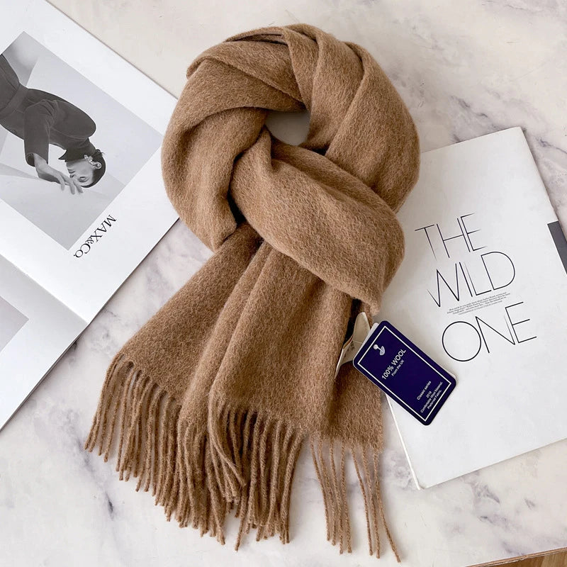 Unisex Narrow Wool Winter Scarf