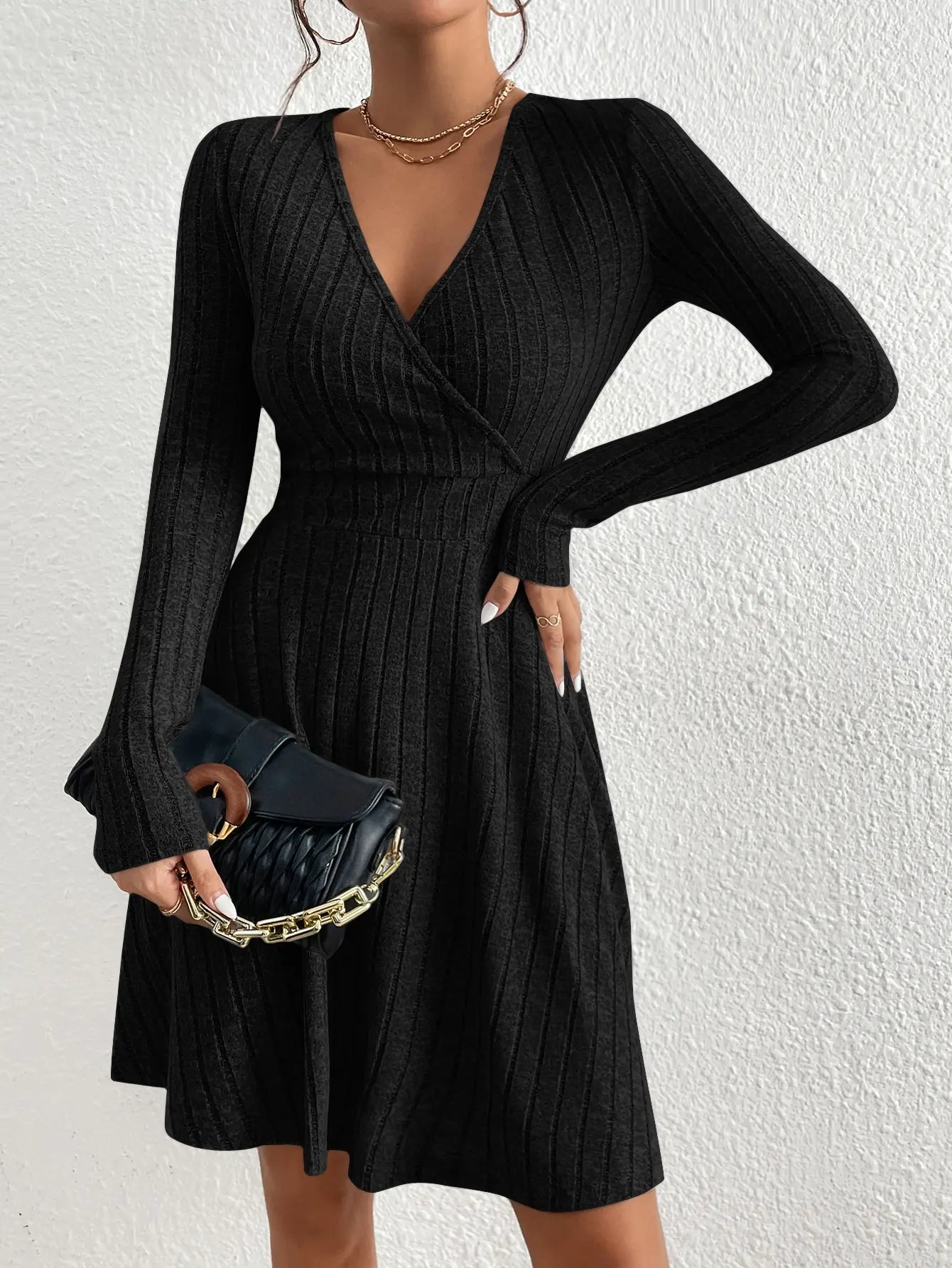 Slim Fit Little Black Knit Dress