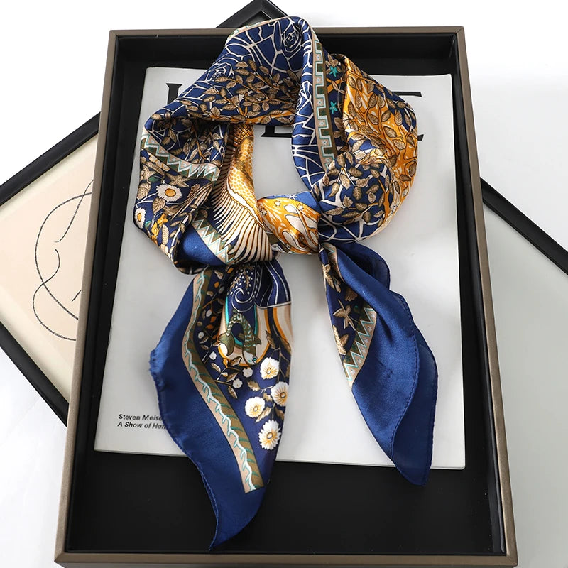 Silk-Feel Satin Square Scarf for Women