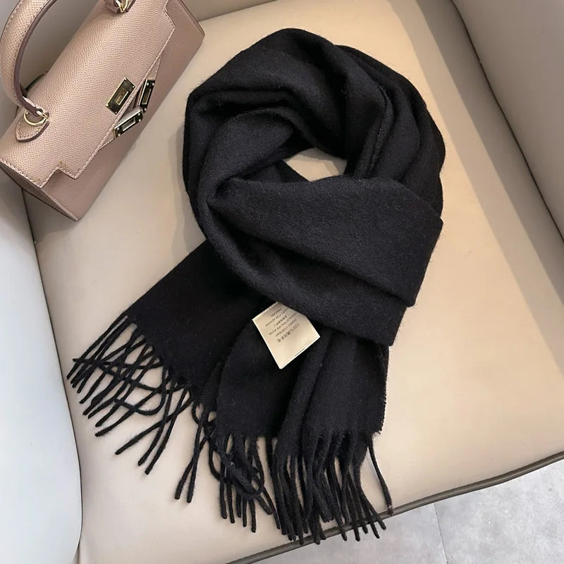 Unisex Narrow Wool Winter Scarf