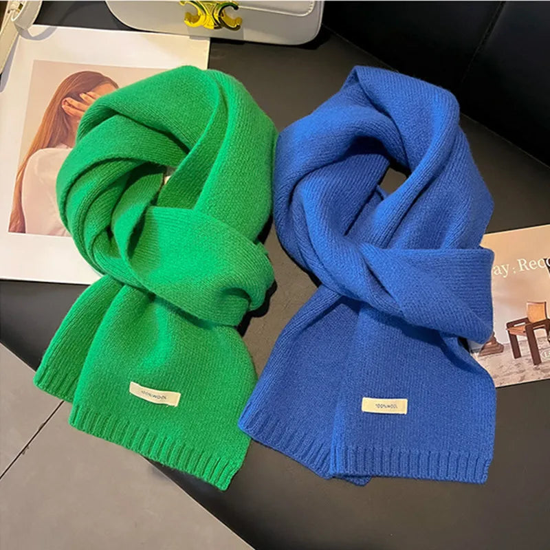 100% Wool Knitted Winter Scarf for Women