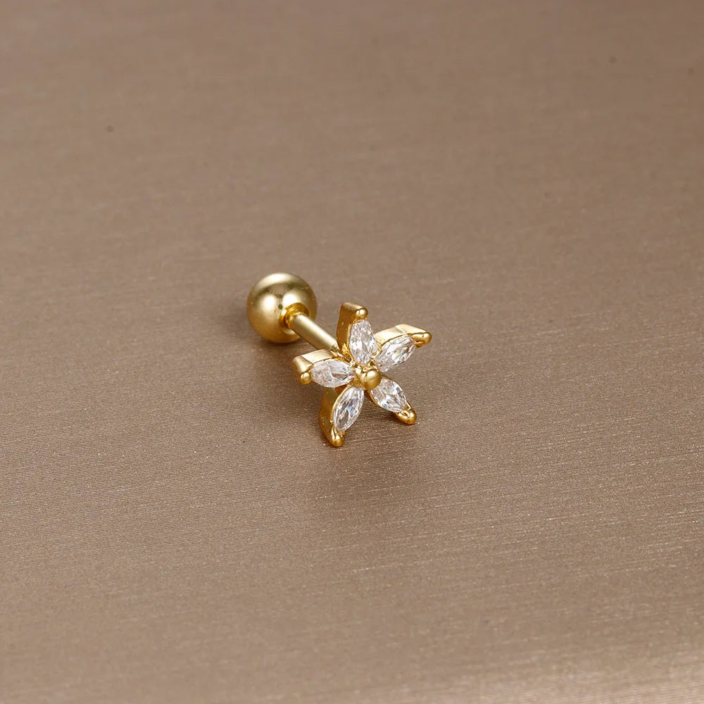 Women’s Gold Multi-Shape Stud Earrings (2PCS)