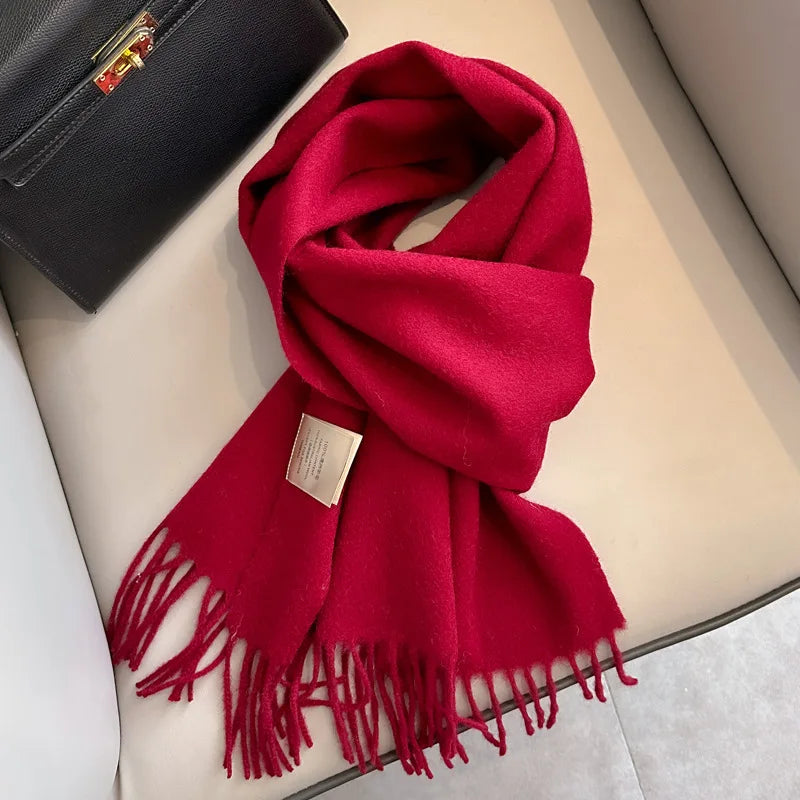 Unisex Narrow Wool Winter Scarf