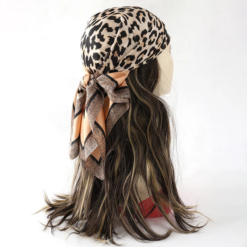 Silk-Feel Satin Square Scarf for Women