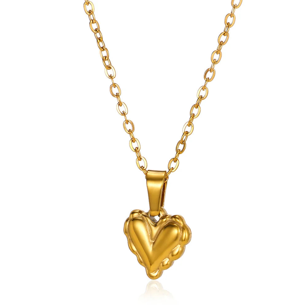 Gold Heart Pendant Necklace for Women