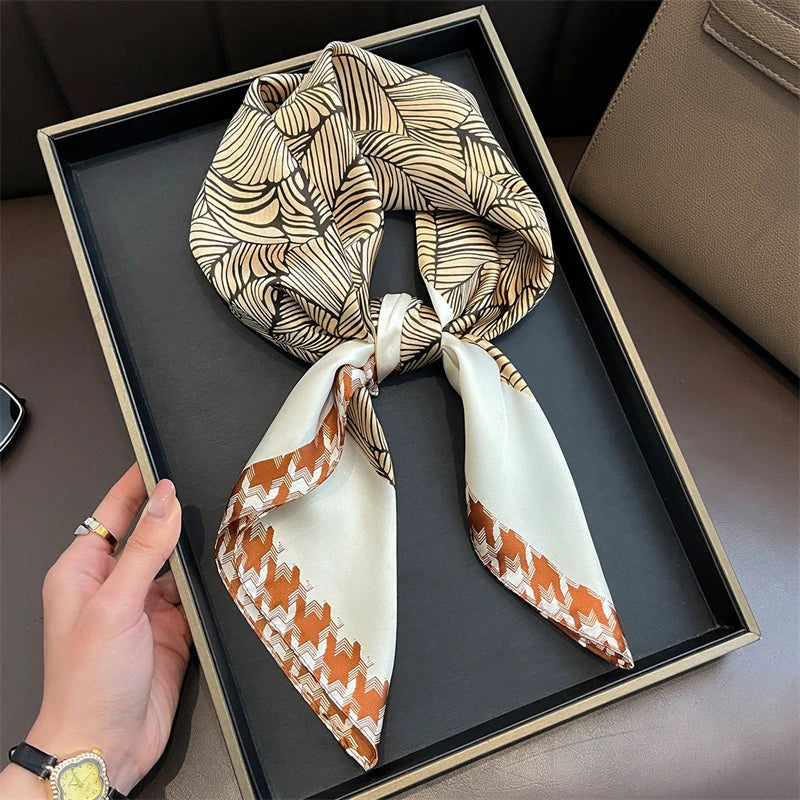 Luxury Satin Silk Square Scarf for Women