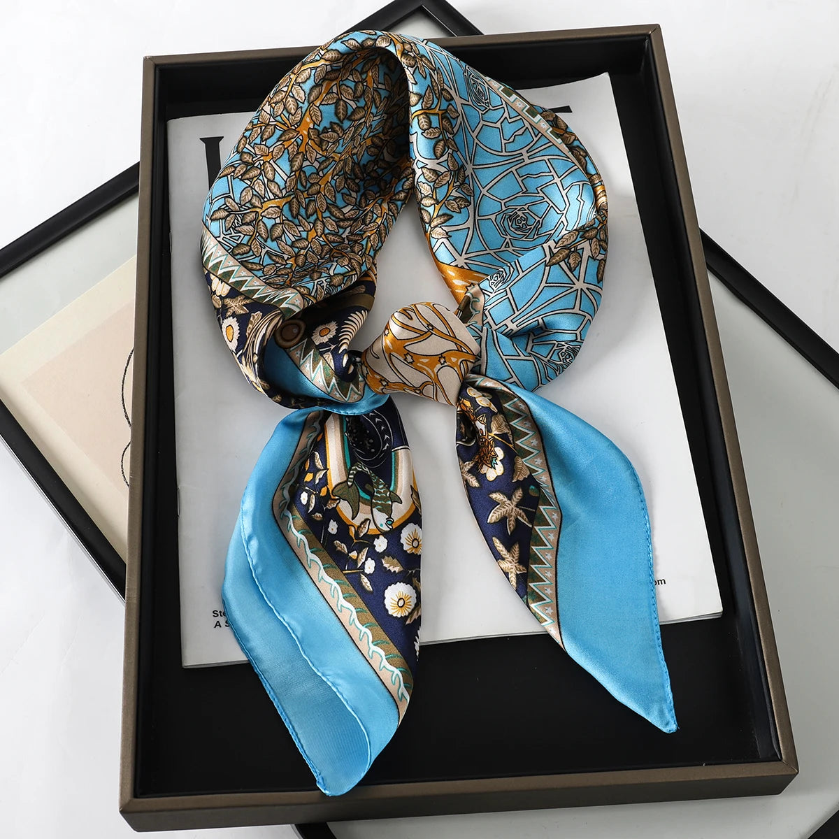 Silk-Feel Satin Square Scarf for Women