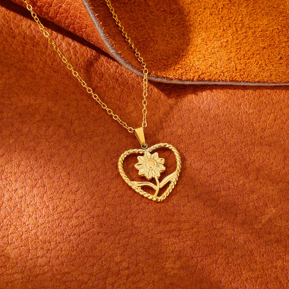Gold Heart Pendant Necklace for Women