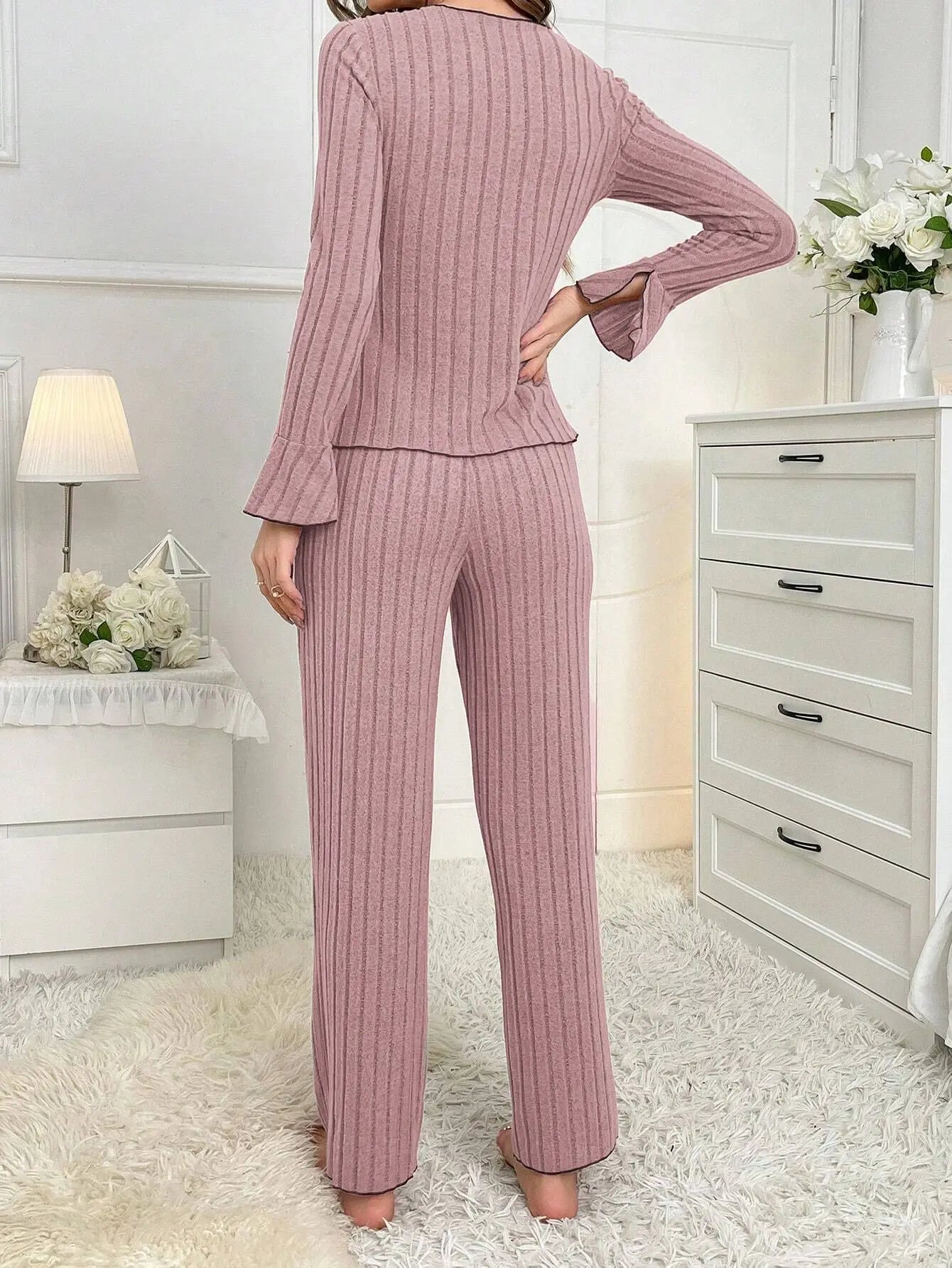 Women’s Elegant Bow Winter Pajama Set