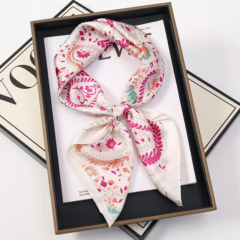 Luxury Satin Silk Square Scarf for Women