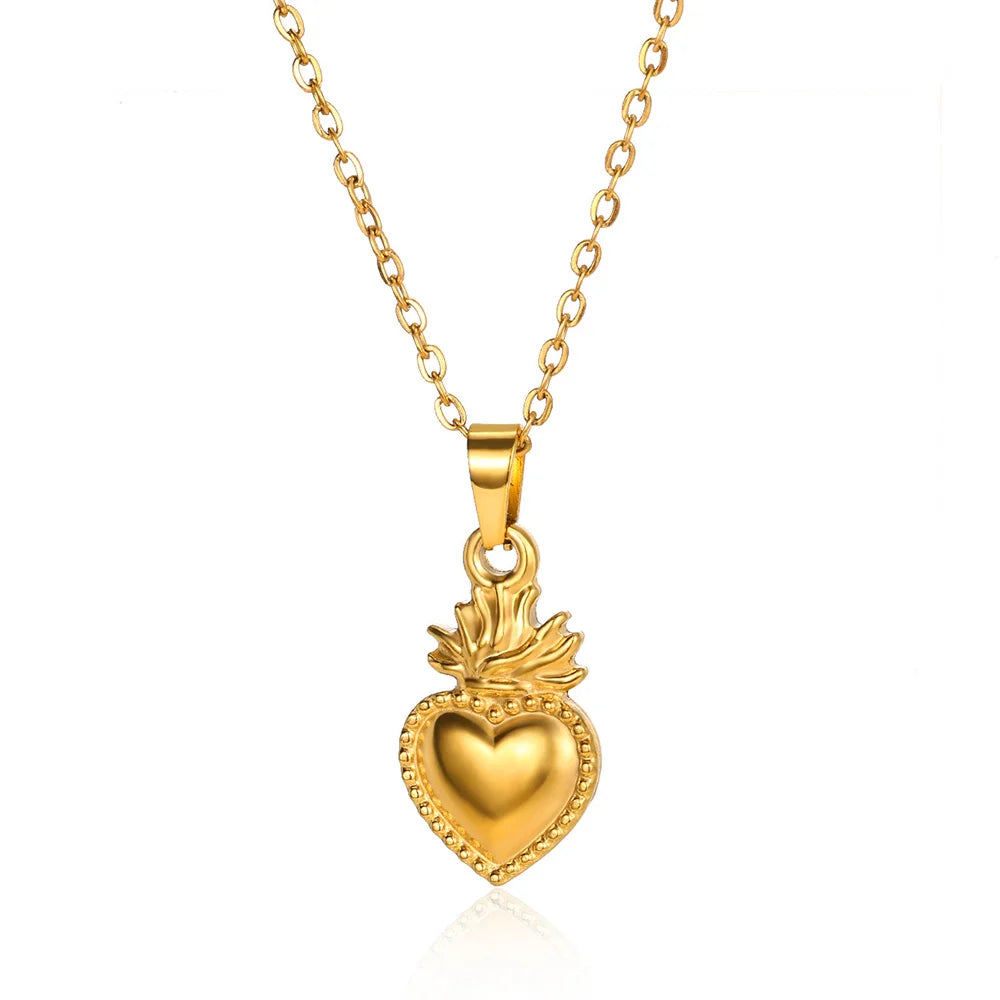 Gold Heart Pendant Necklace for Women
