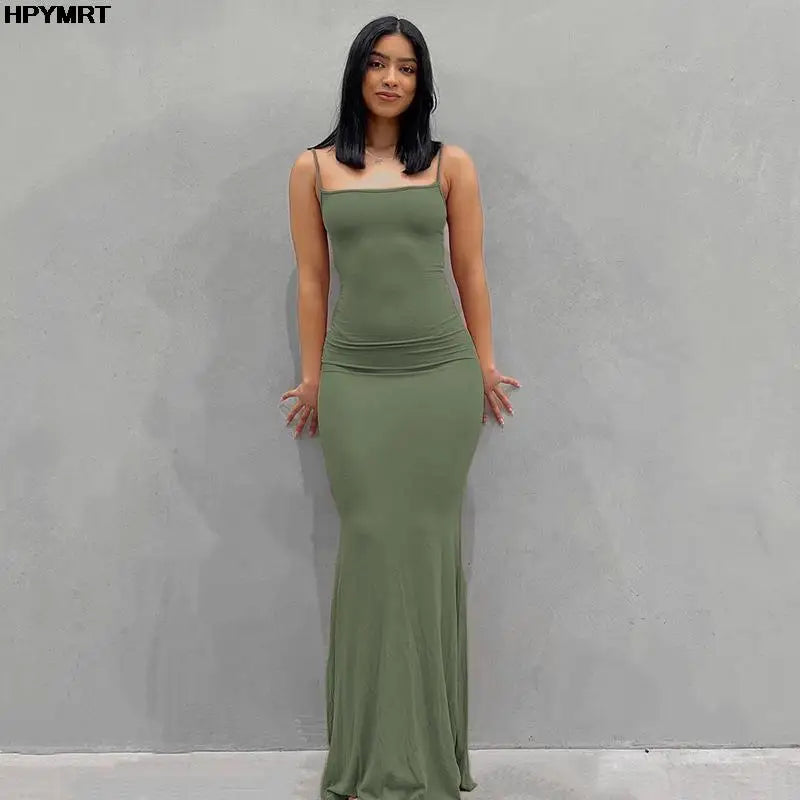 Sleeveless Satin Bodycon Maxi Dres