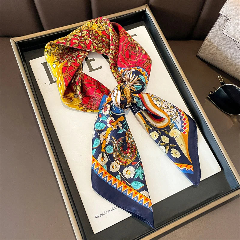 Silk-Feel Satin Square Scarf for Women