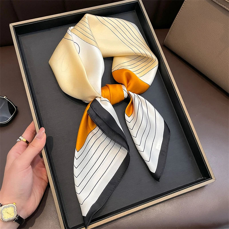 Luxury Satin Silk Square Scarf for Women