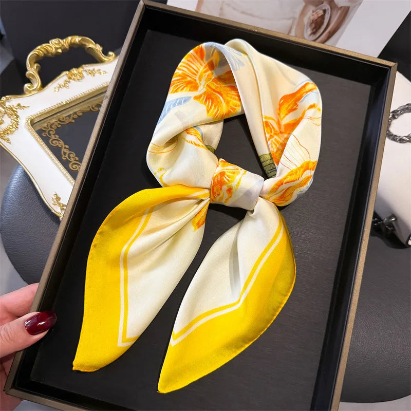 Luxury Satin Silk Square Scarf for Women