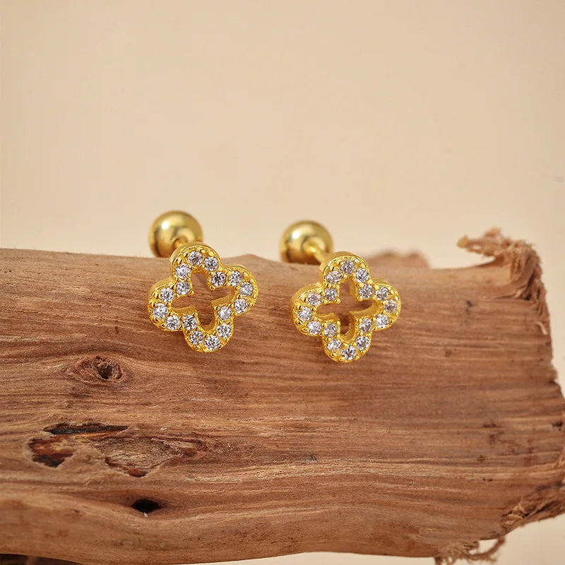 Women’s Gold Multi-Shape Stud Earrings (2PCS)
