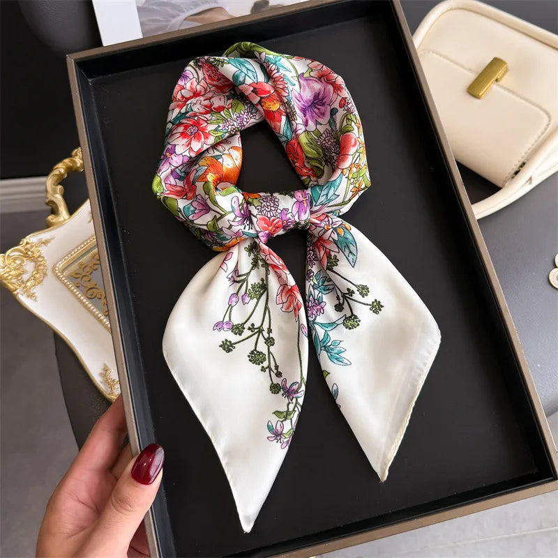 Luxury Satin Silk Square Scarf for Women
