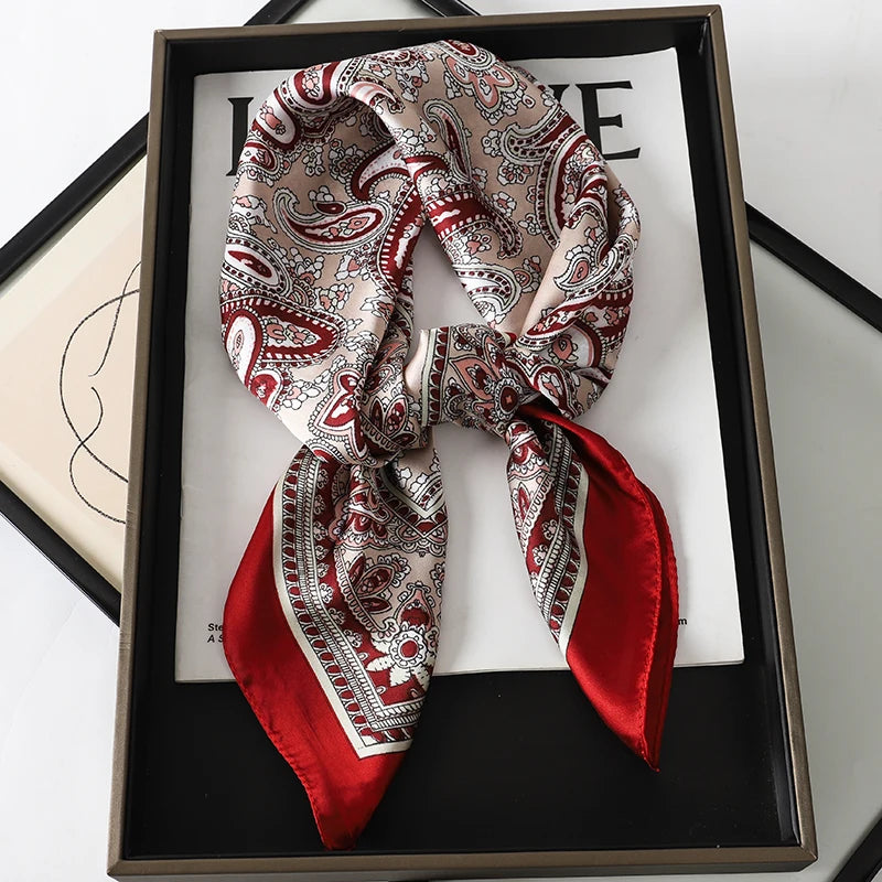 Silk-Feel Satin Square Scarf for Women
