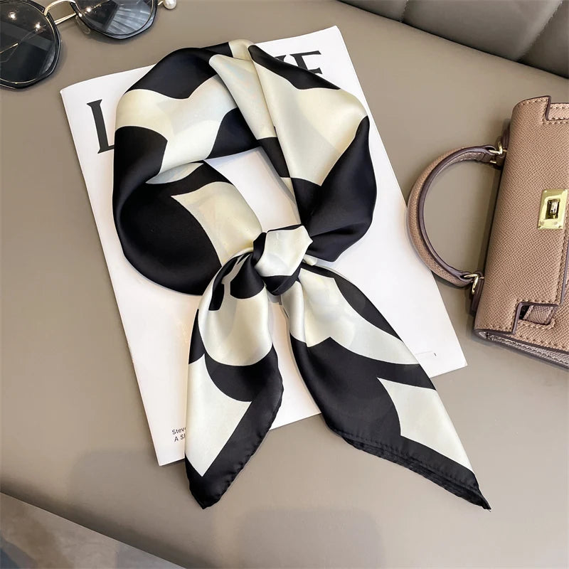 Silk-Feel Satin Square Scarf for Women