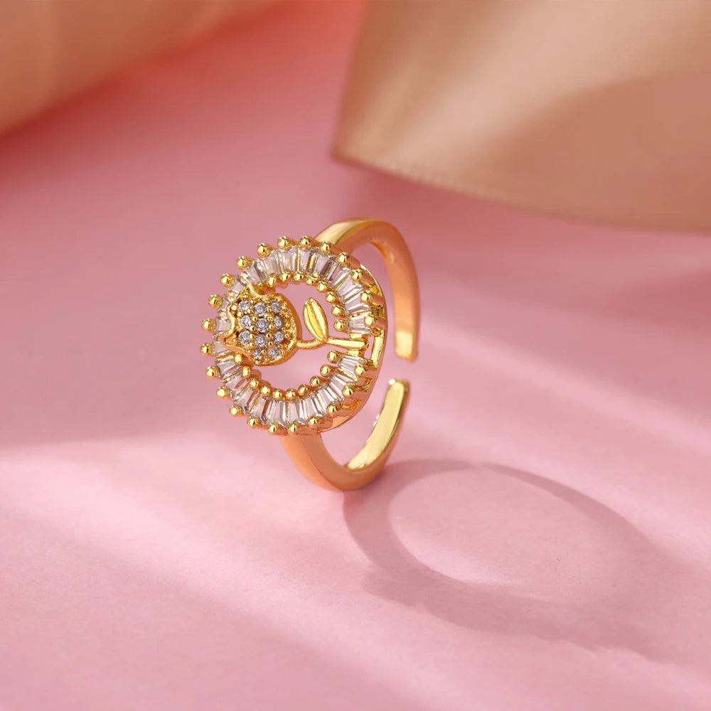 Gold Evil Eye Zircon Adjustable Ring