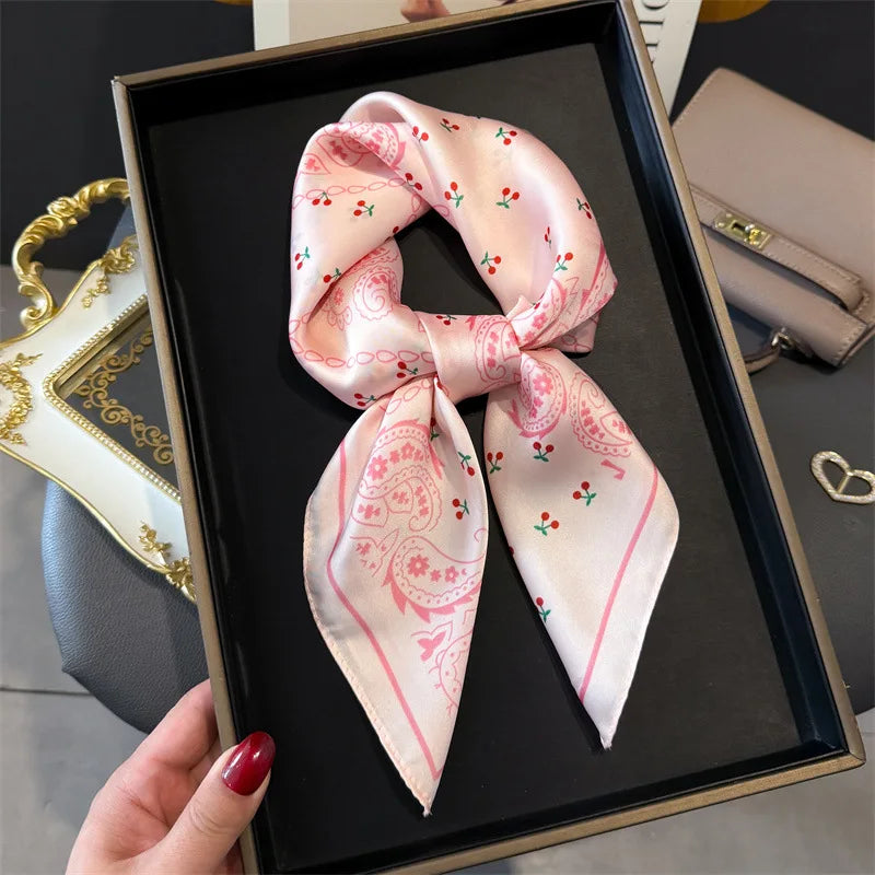 Luxury Satin Silk Square Scarf for Women