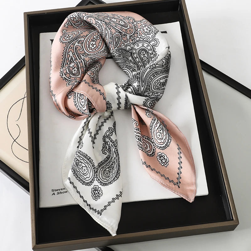 Silk-Feel Satin Square Scarf for Women