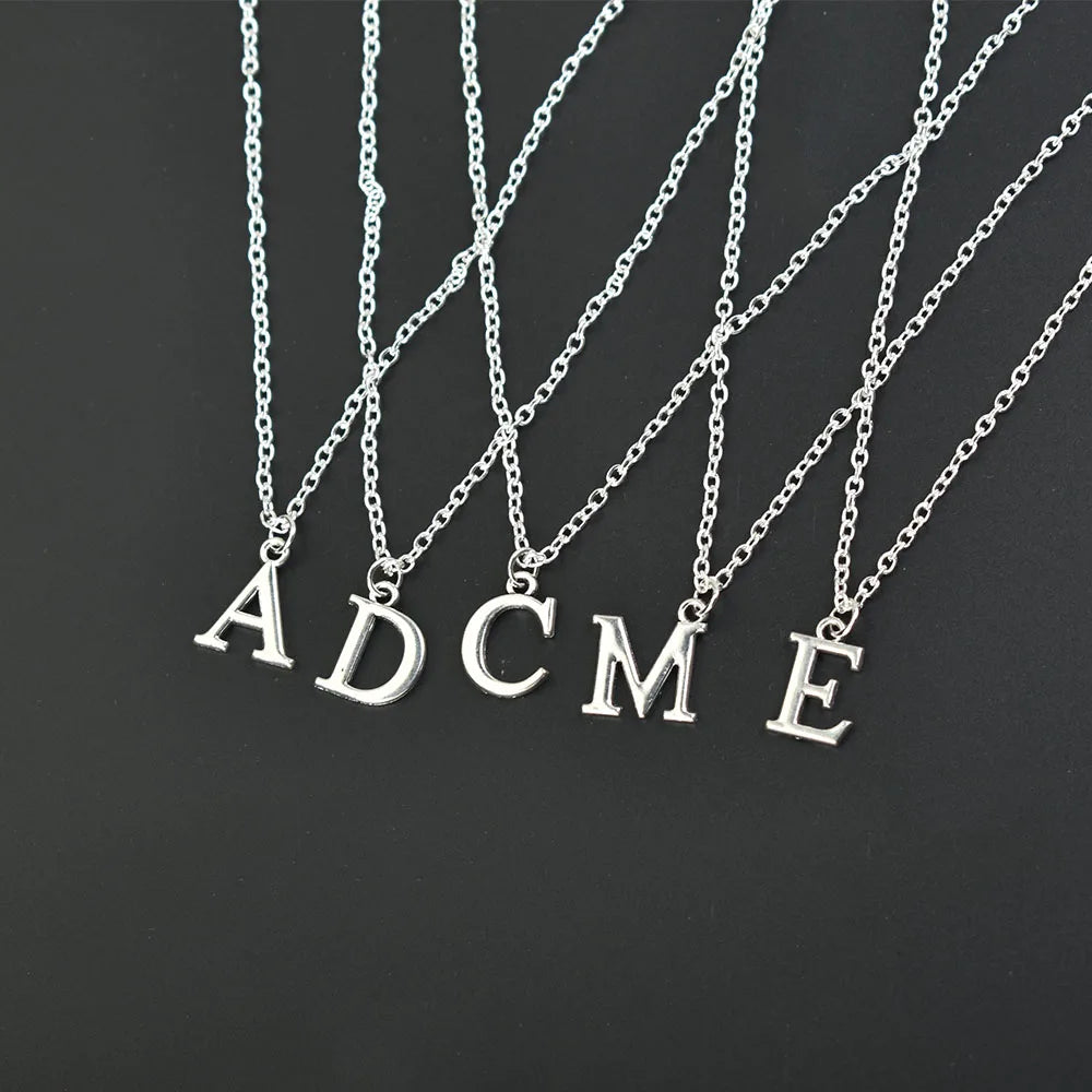Silver A–Z Alphabet Initial Necklace