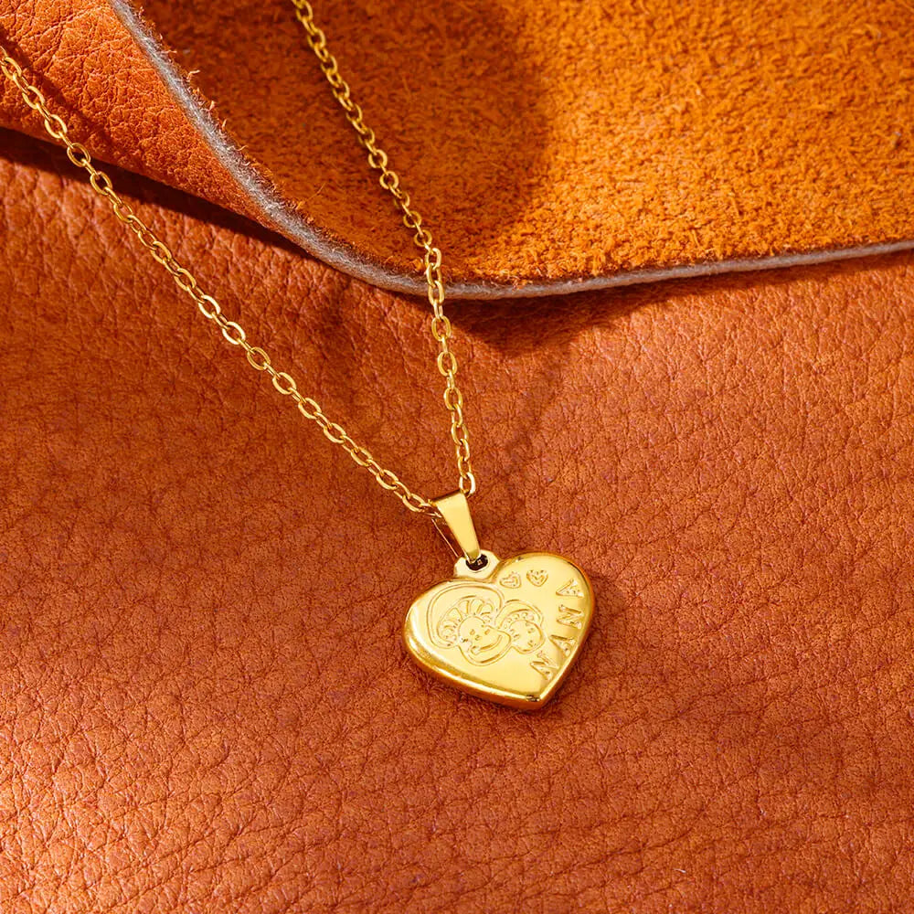 Gold Heart Pendant Necklace for Women
