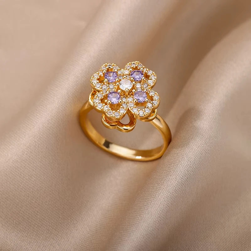 Gold Evil Eye Zircon Adjustable Ring