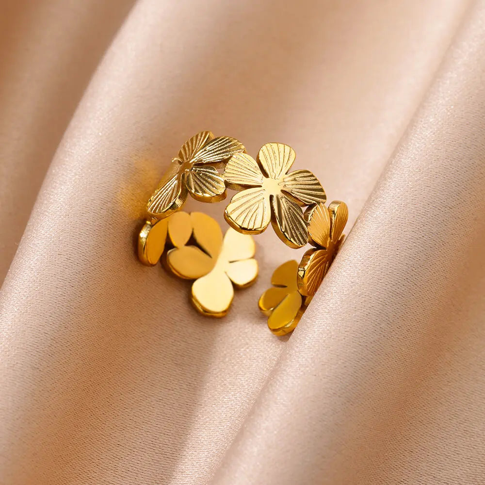 Gold Evil Eye Zircon Adjustable Ring