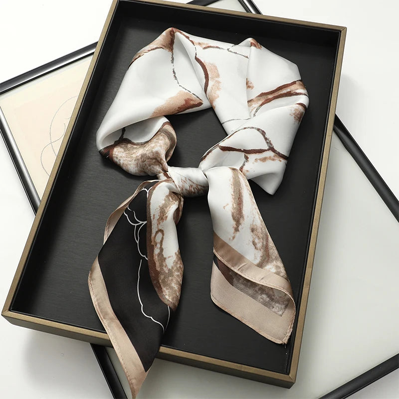 Silk-Feel Satin Square Scarf for Women