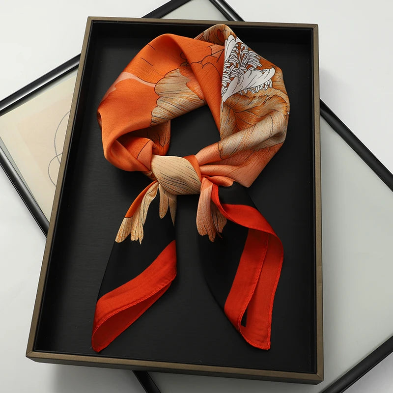 Silk-Feel Satin Square Scarf for Women