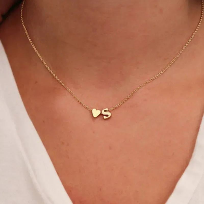 SUMENG Tiny Heart Initial Necklace for Women