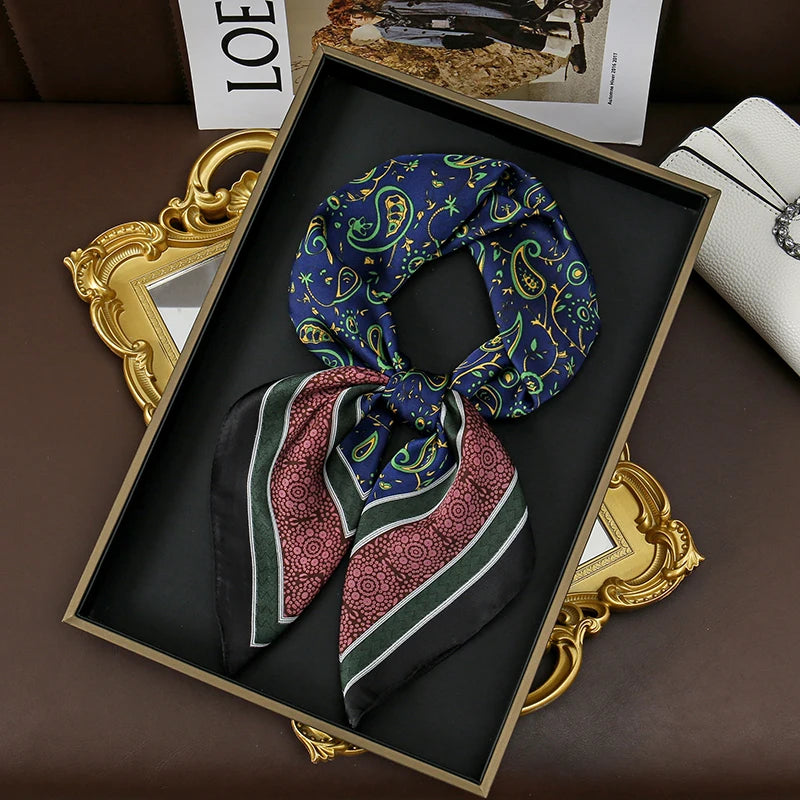Luxury Satin Silk Square Scarf for Women