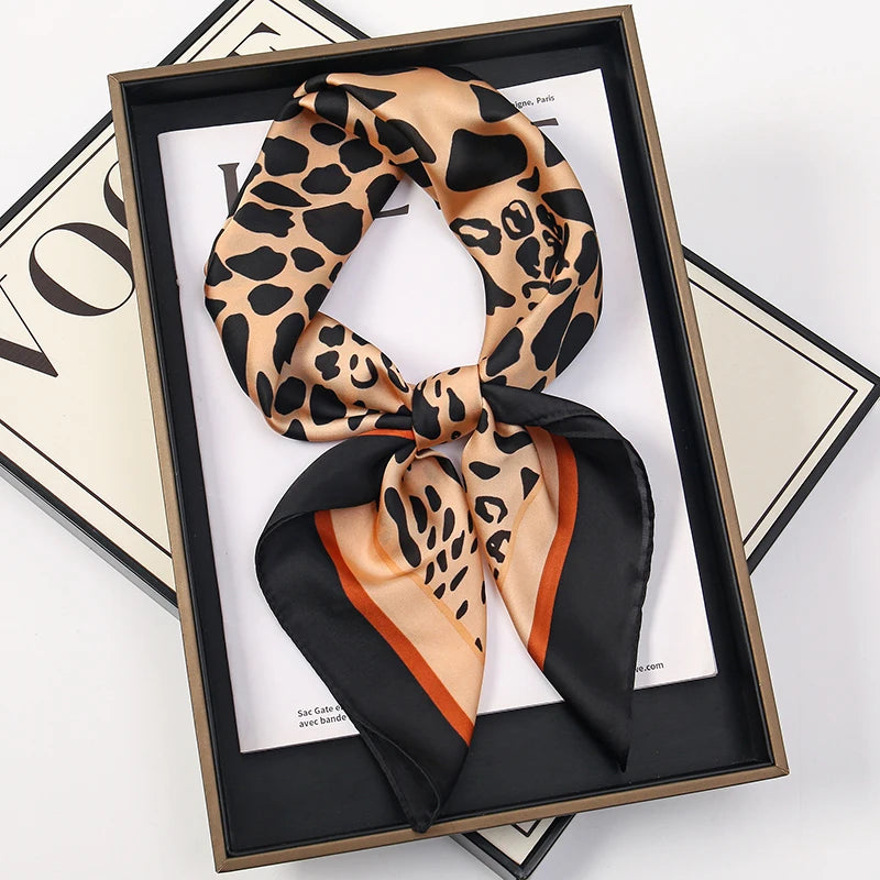 Silk-Feel Satin Square Scarf for Women