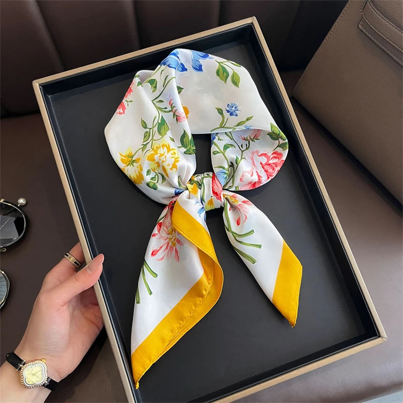 Luxury Satin Silk Square Scarf for Women