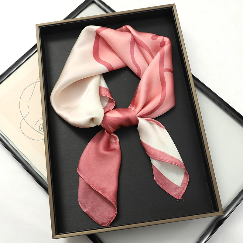 Silk-Feel Satin Square Scarf for Women