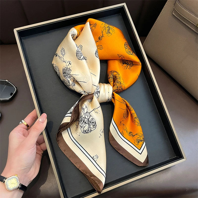 Luxury Satin Silk Square Scarf for Women
